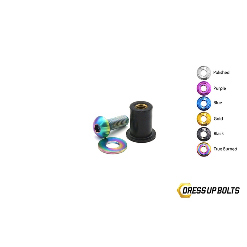 Dress Up Bolts M5 x 15mm Titanium Body Kit Hardware with Well Nut (ACC-009-Ti)