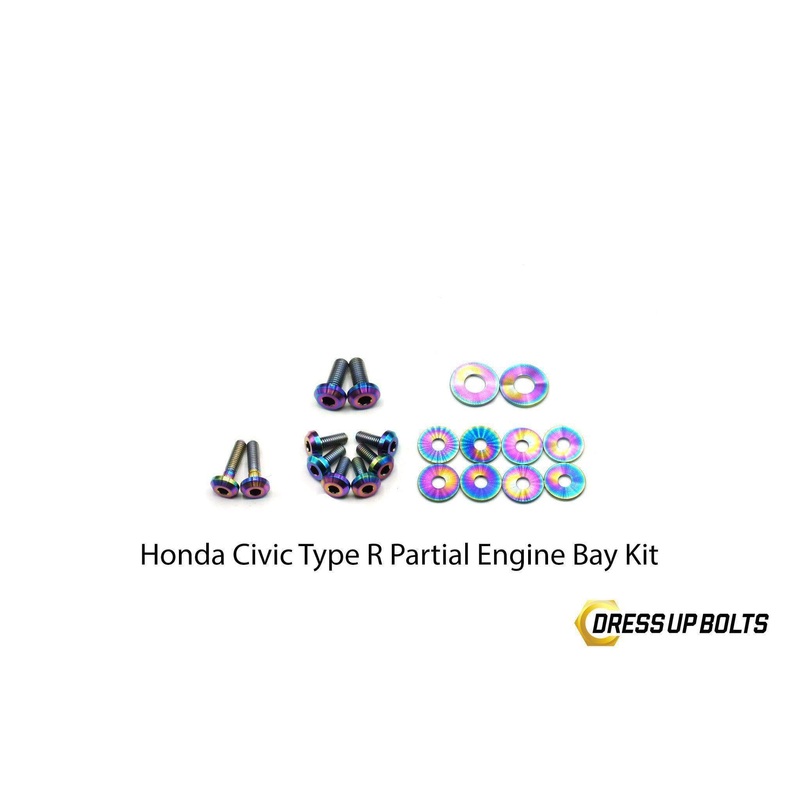 Dress Up Bolts Titanium Dress Up Bolt Partial Engine Bay Kit | 2017-2021 Honda Civic Type-R (HON-036)
