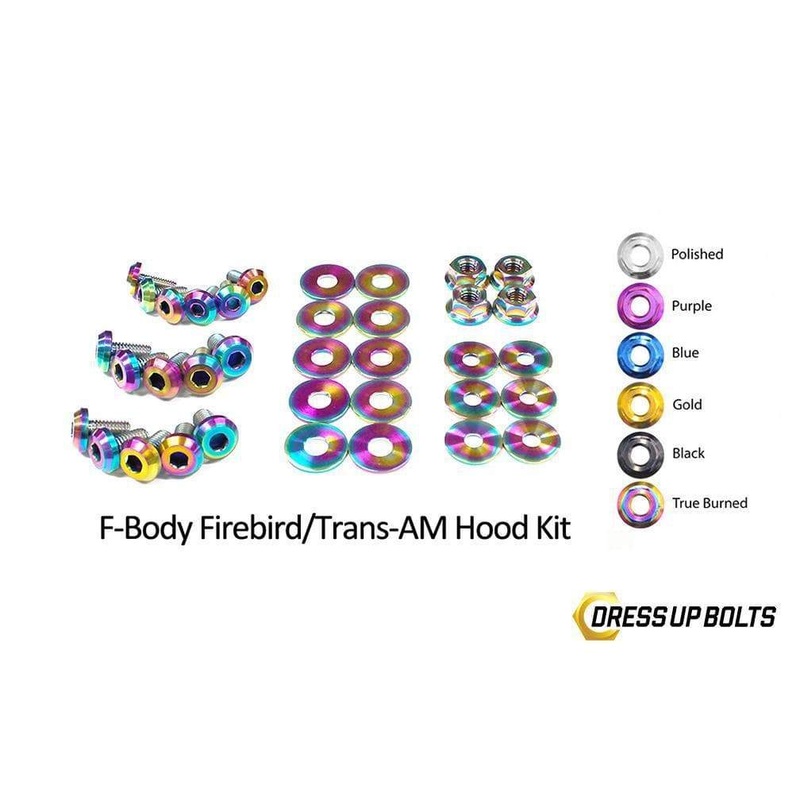 Dress Up Bolts Titanium Hood Kit | 1998-2002 Pontiac Firebird / Trans Am F-Body (PON-002-Ti)