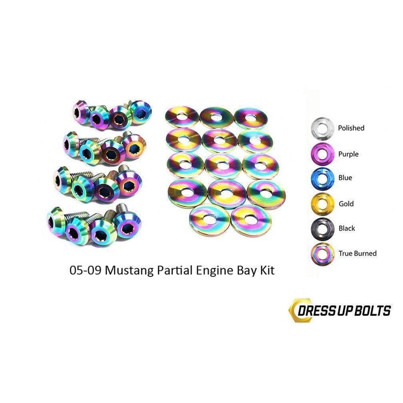 Dress Up Bolts Titanium Partial Engine Bay Kit | 2005-2009 Ford Mustang (FOR-007-Ti)