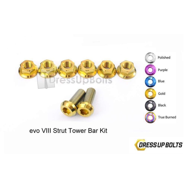 Dress Up Bolts Titanium Strut Tower Bar Kit | 2003-2005 Mitsubishi Evo 8 (MIT-011-Ti)