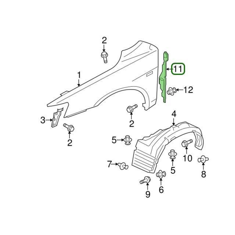 Mitsubishi OEM Front Fender Back Protector (RH) | 2010-2015 Mitsubishi Evo X (5220D800)