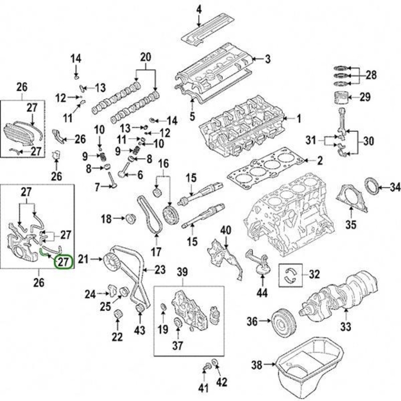 Mitsubishi OEM Lower Timing Cover Gasket (Lower Right) | 2003-2006 Mitsubishi Evo 8/9 (MD334403)