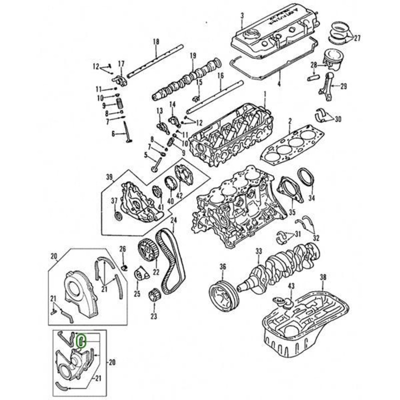 Mitsubishi OEM Lower Timing Cover Gasket (Small) | 2003-2006 Mitsubishi Evo 8/9 (MD188121)