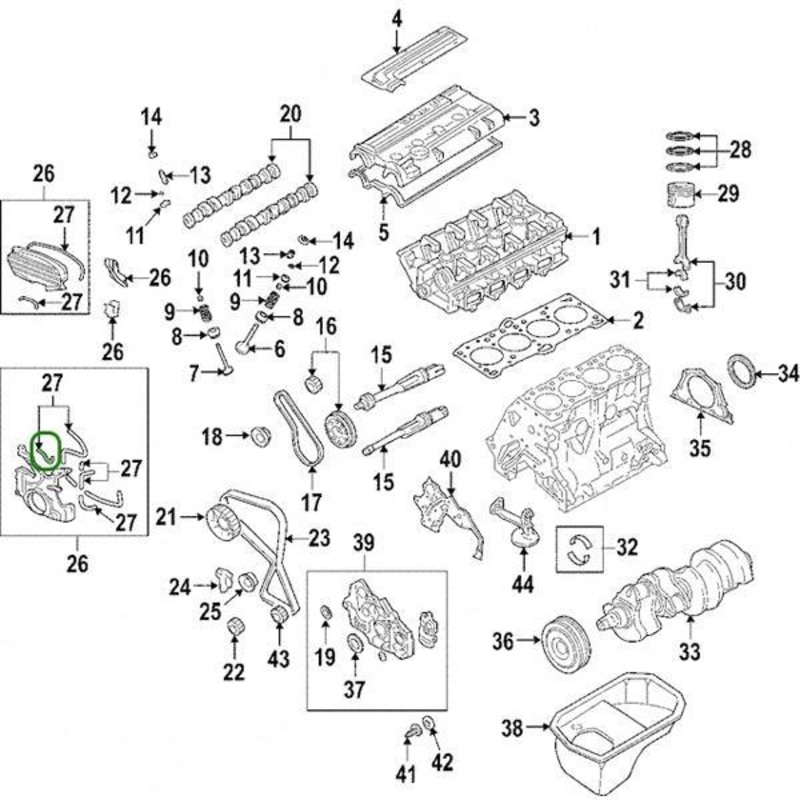 Mitsubishi OEM Lower Timing Cover Gasket (Upper Left) | 2003-2006 Mitsubishi Evo 8/9 (MD334402)