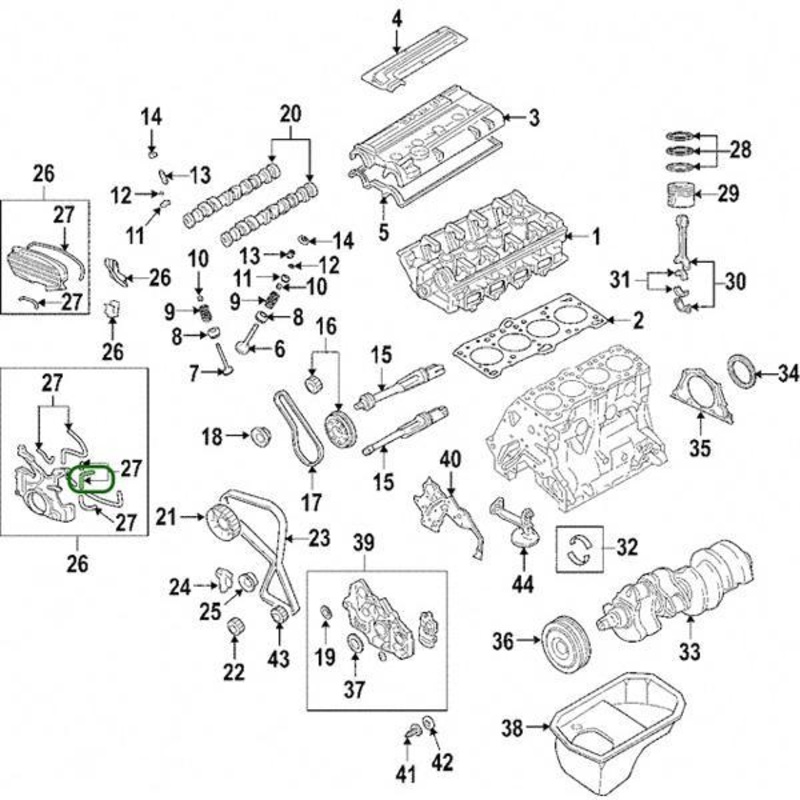 Mitsubishi OEM  Lower Timing Cover Gasket (Upper Right) | 2003-2006 Mitsubishi Evo 8/9 (MD334404)