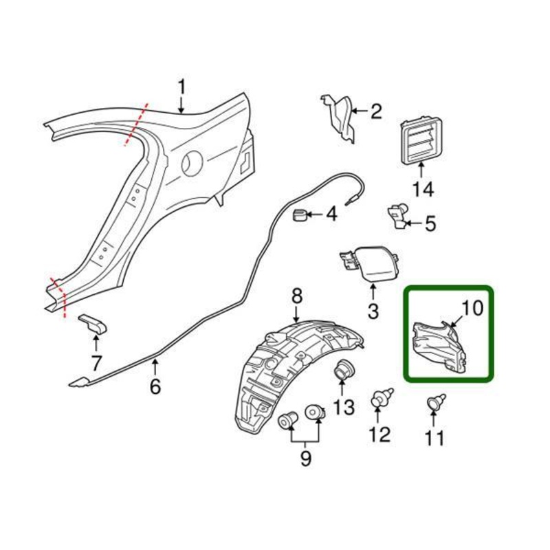 Mitsubishi OEM Rear Back Fender Liner (LH)| 2008-2015 Mitsubishi Evo X (5370A387)