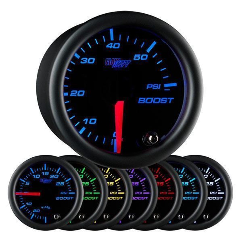 GlowShift Black 7 Color 60 PSI Boost Gauge (GS-C701_60)