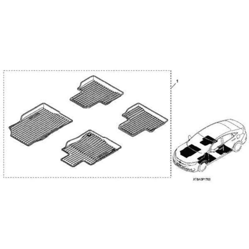 Honda OEM All Season High Wall Floor Mat Set | 2016-2021 Honda Civic Sedan/Hatch (08P17-TBA-300)