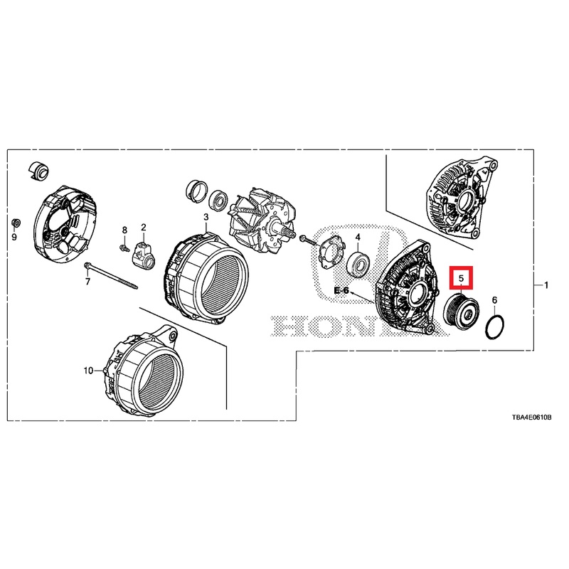 Honda OEM Alternator Decoupler Pulley | 2016-2021 Honda Civic 1.5T/Si (31141-59B-J01)
