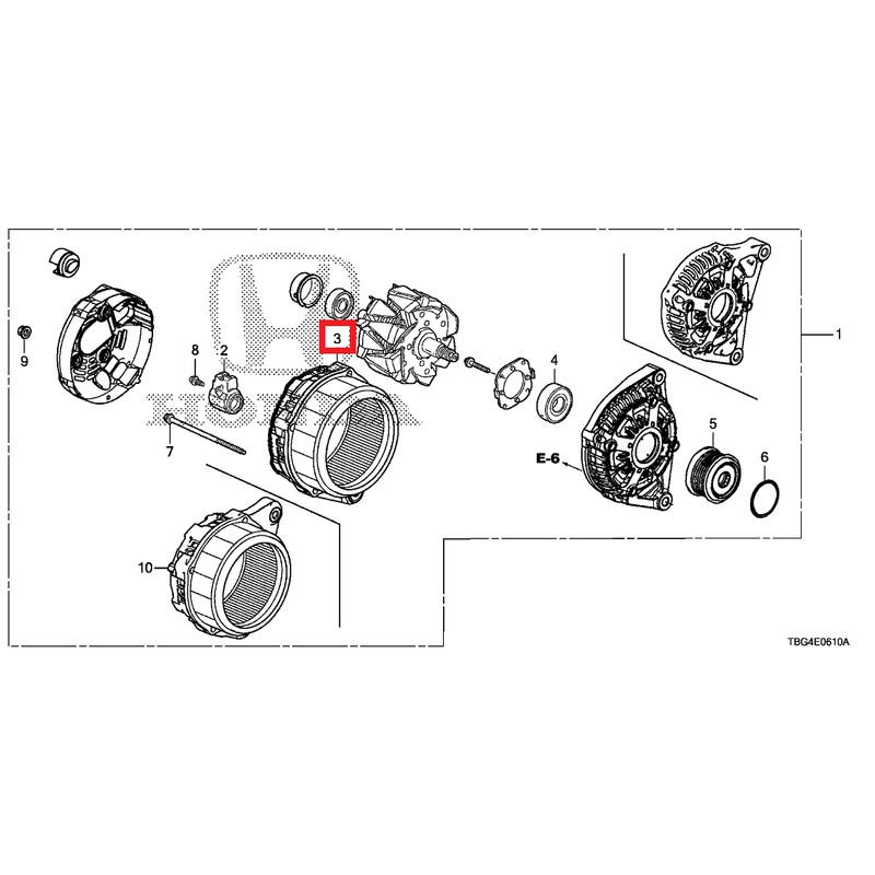 Honda OEM Alternator Rear Stator Frame | 2016-2021 Honda Civic 1.5T/Si (31108-59B-003)