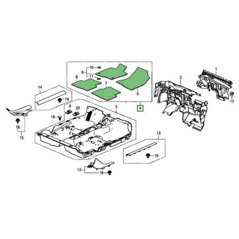 Honda OEM Deep Black Floor Mat Set | 2016-2021 Honda Civic Sedan (83600-TBA-A00ZB)