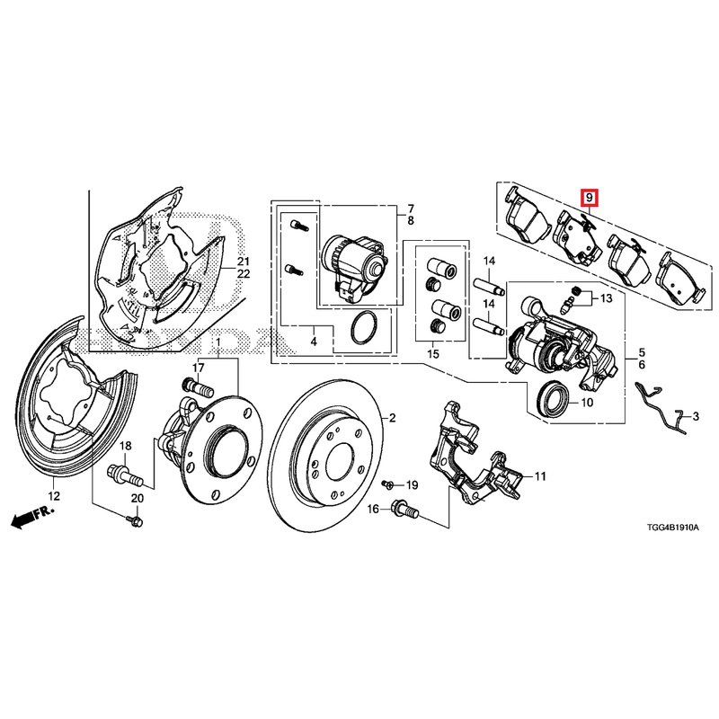 Honda OEM Rear Brake Pad Set | 2017-2021 Honda Civic Type-R (43022-TGH-A01)