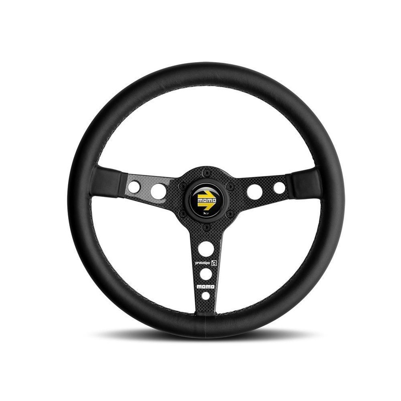 MOMO Prototipo 6C 350mm Black Leather Steering Wheel (PRO35BK1C)