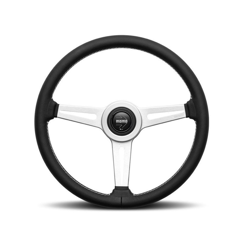 MOMO Retro 360mm Black Leather Steering Wheel (RET36BK2S)