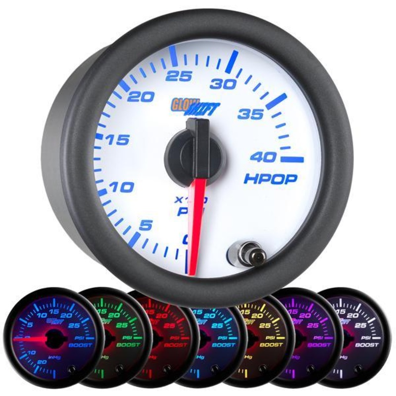 GlowShift White Face 7 Color High Pressure Oil Pressure Gauge (GS-W721)