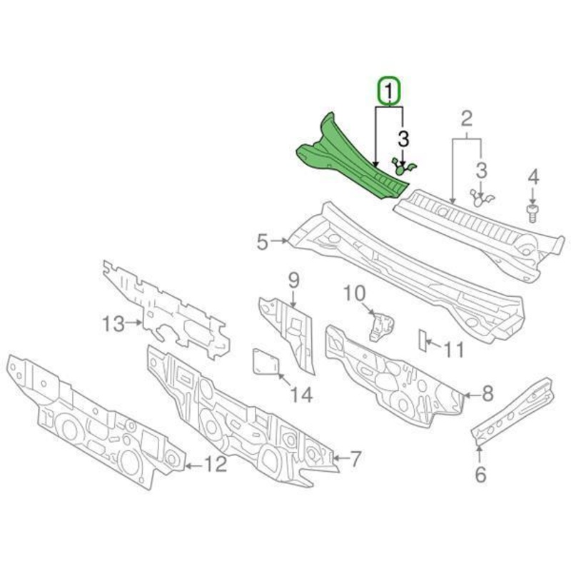 Mitsubishi OEM Windshield Front Deck Garnish (RH) | 2003-2006 Mitsubishi Evo 8/9 (MR533286)