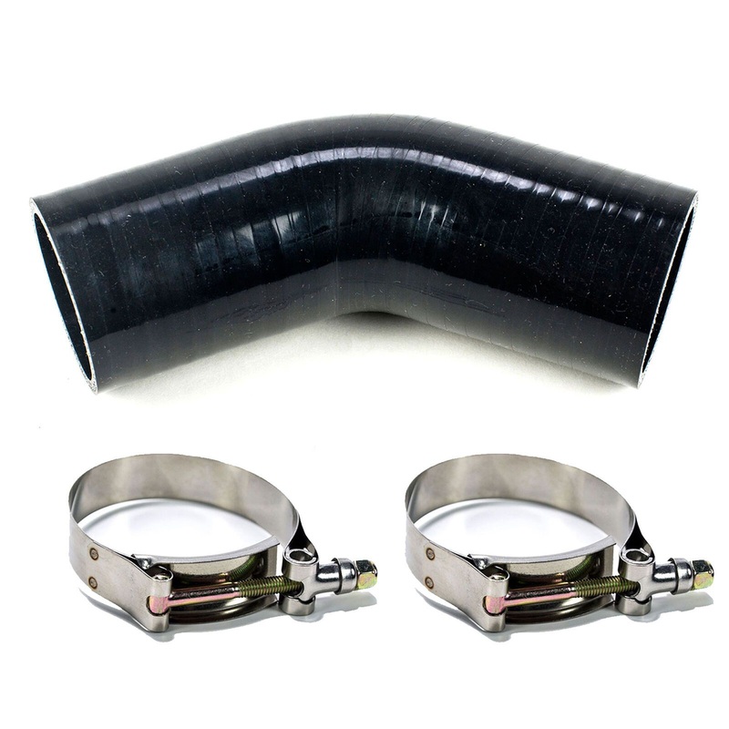 System1 Designs 45 Degree Black Silicone Coupler Turbo Intake Pipe w/ 2x T-Bolt Clamps | Various Sizes