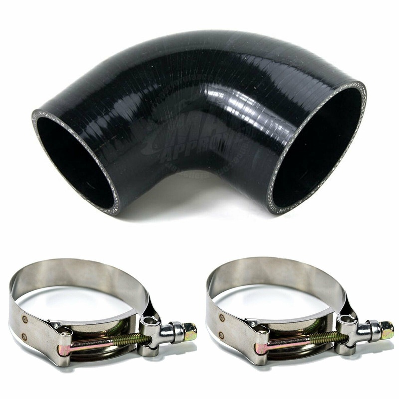 System1 Designs 90 Degree Black Silicone Reducer Coupler w/ 2x T-Bolt Clamps | Various sizes