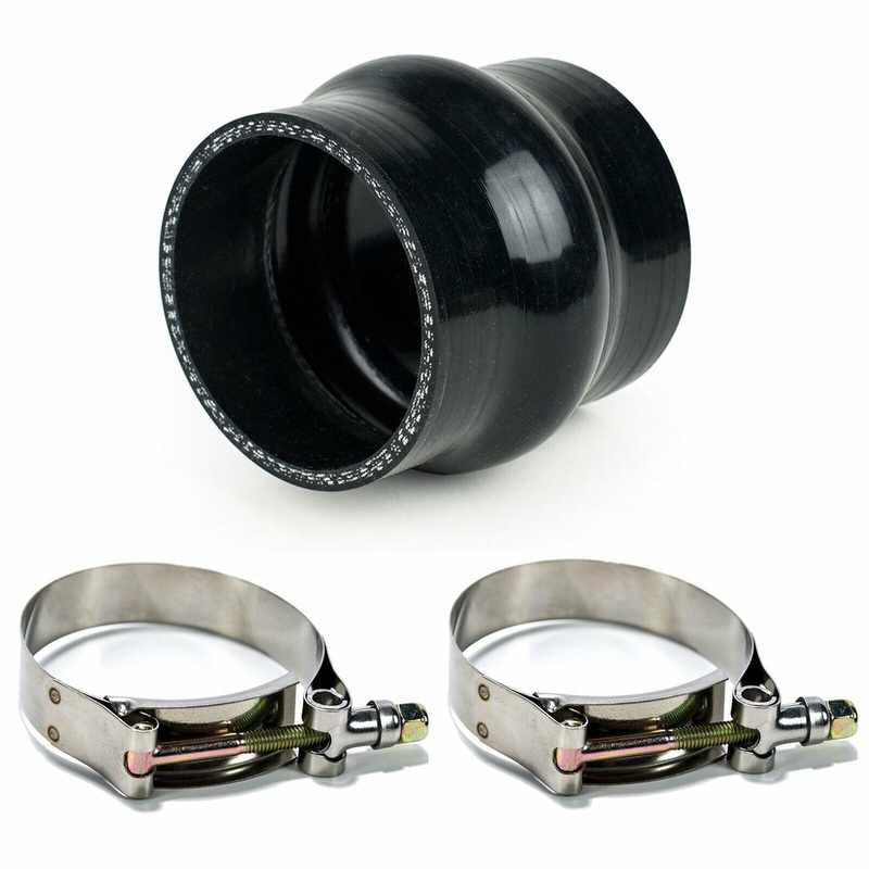System1 Designs Black Silicone Hump Coupler Turbo Intake Pipe w/ 2x T-Bolt Clamps