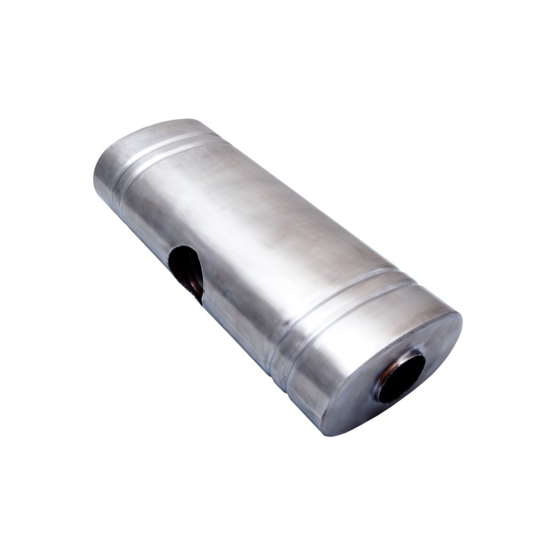 Xforce 304 Stainless Steel Oval Muffler 8"X 5" X 24" East West Centre 3" Centre Inlet Dual 2.5" Outlet (VX9E-24325)
