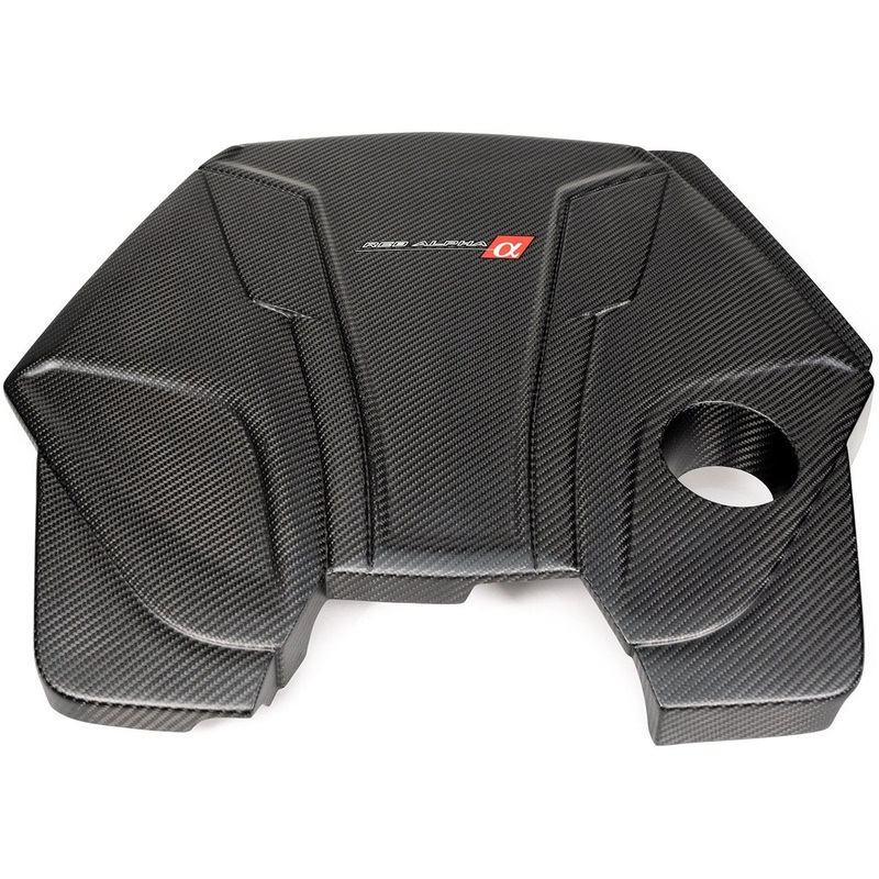 AMS Red Alpha Matte Carbon Engine Cover | 2016-2023 Infiniti Q50/Q60 3.0T (ALP.28.06.0001-1)