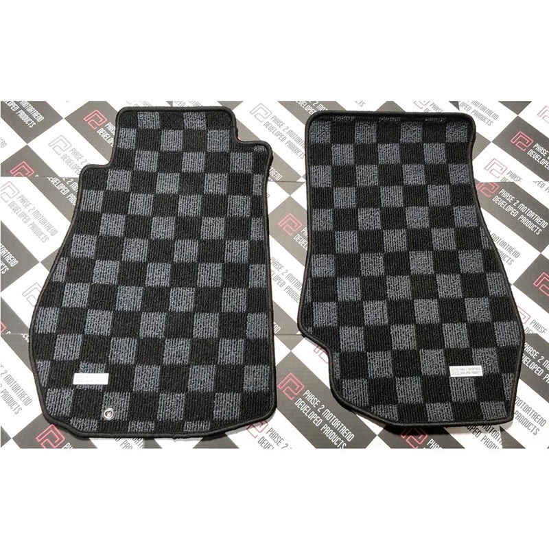 P2M Checkered Race Floor Mats | 2003-2008 Nissan 350Z Z33 (P2-CPT350ZDG-TP)