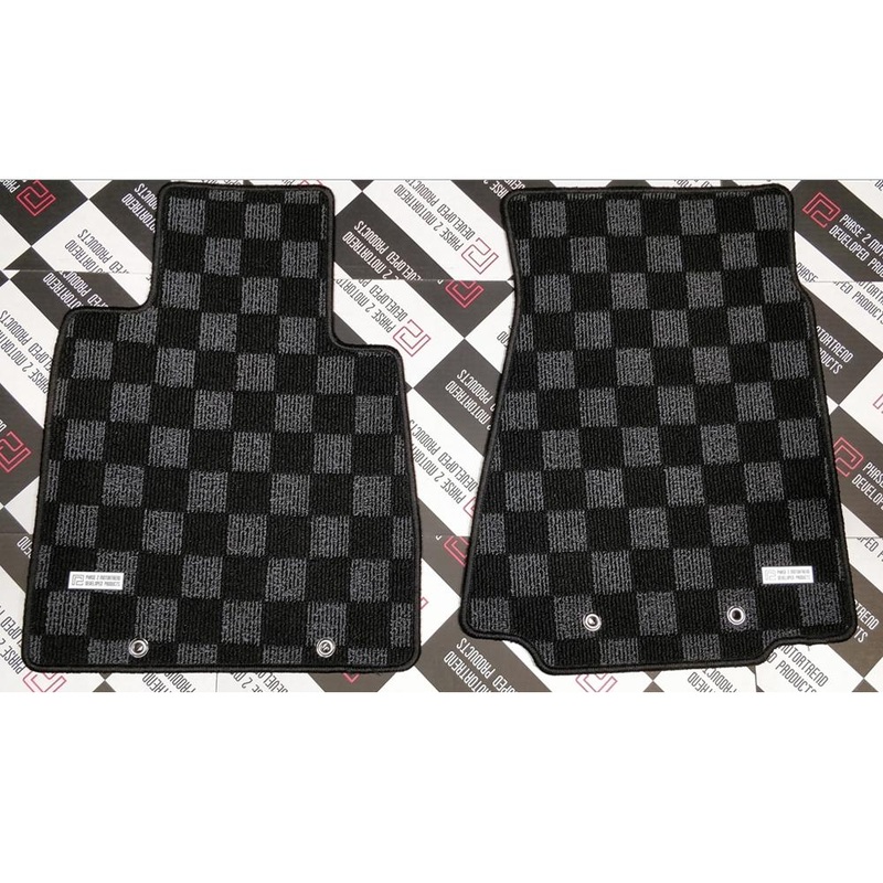 P2M Checkered Race Floor Mats | 2009-2021 Nissan 370Z Z34 (P2-CPT370ZDG-TP)